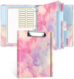 Rouidr Mini 3 Ring Binder with clipboard, 1 inch Round Binder Organizer, 8.5"x5.5" Cute Binder with 5 Dividers Tabs & Clear Sleeves, School Supplies, Office Supplies