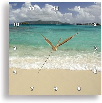 3dRose Wall Clock Silent - 13 inch - USVI, St.Thomas, St. John Bay, Sapphire Beach-CA37 CMI0040 - Cindy Miller Hopkins - Beaches