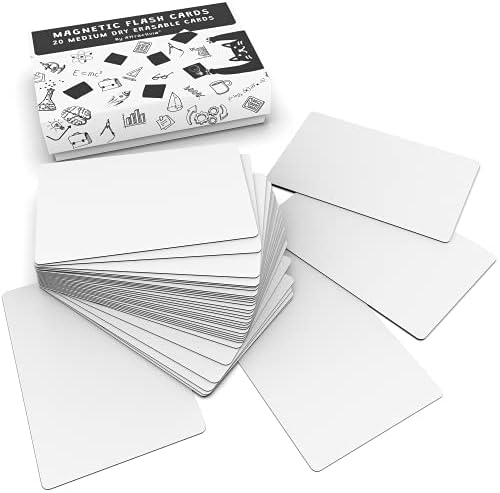 Attractivia Dry Erase Magnetic Labels 3.7 x 2.8 in, Medium Dry Erase Magnets, 20-Pack, White Erasable Write-On All-Purpose Labels, for Office, Education, Home, Whiteboard