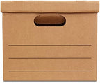 Amazon Basics Moving and Storage Boxes with Handles and Lift-Off Lids, File Storage, Collapsible, 15x10x12 in, Brown, 20-Pack