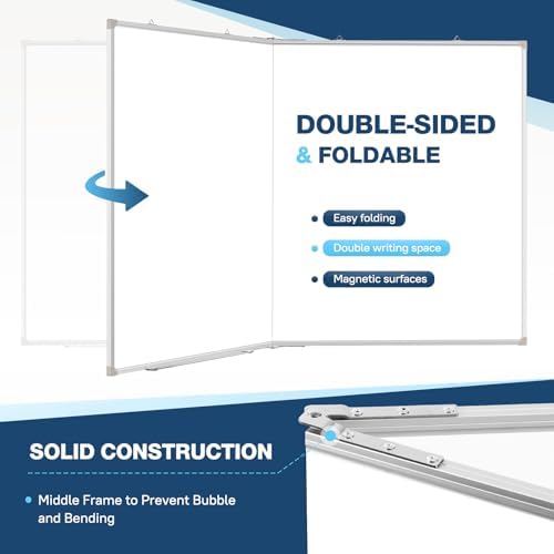 Double-Sided White Board Dry Erase Magnetic Whiteboard Wall 60x40 Foldable