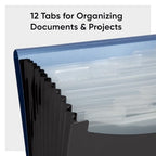 Smead Accordion File Organizer, Document Folder, 12 Divider, Blue/Black