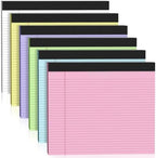 6 Pack Note Pads 11" x 9.5" Colored Legal Pads College Ruled Pink Notepad Perforated Writing Pads 80GSM Lined Paper Pads of College Ruled Paper 30 Sheets Notebook To Do List for School, Office, Home