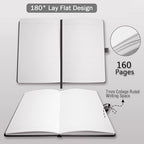 Heture Hardcover Black Notebooks, A5 Lined Notebook for Work 12 pack