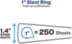 Avery Heavy-Duty View 3 Ring Binder, 1" One Touch Slant Rings, Holds 8.5" x 11" Paper, 1 Black Binder (05300) (Pack of 12)