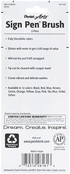 Pentel Arts Sign Pen Touch, Fude Brush Tip, Gold/Silver, Pack of 2 (SES15CBPXZ)