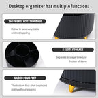 Gawsey Black Desk Organizers and Accessories with Desk Organizer 360° Rotating Pen Holder and Office Supplies, Cute Stationery Supplies Set