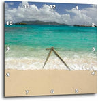 3dRose Wall Clock Silent - 13 inch - USVI, St.Thomas, St. John Bay, Sapphire Beach-CA37 CMI0040 - Cindy Miller Hopkins - Beaches