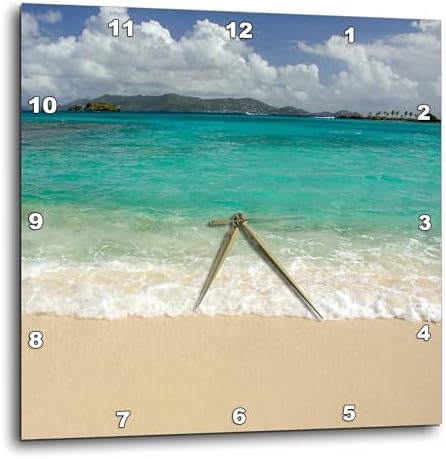 3dRose Wall Clock Silent - 13 inch - USVI, St.Thomas, St. John Bay, Sapphire Beach-CA37 CMI0040 - Cindy Miller Hopkins - Beaches