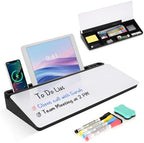 Desktop Glass Whiteboard with Storage, Desk Dry Erase White Board Stand