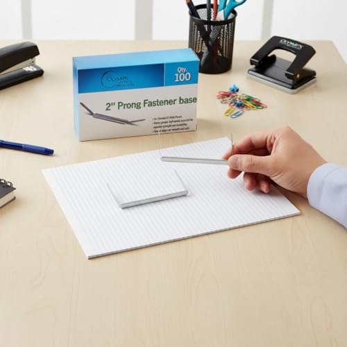 Prong Paper Fasteners 2 Inch Capacity, 500 Pack Bases, Tempered Steel