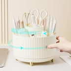 Gawsey Silver Desk Organizers and Accessories with Desk Organizer 360° Rotating Pen Holder and Office Supplies, Cute Stationery Supplies Set