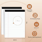 6pcs Legal Pads 8.5 x 11, Perforated White Notepad 8.5x11, 50Sheets/Pad