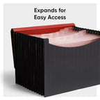 Smead Accordion File Organizer, Document Folder, 12 Divider, Red/Black
