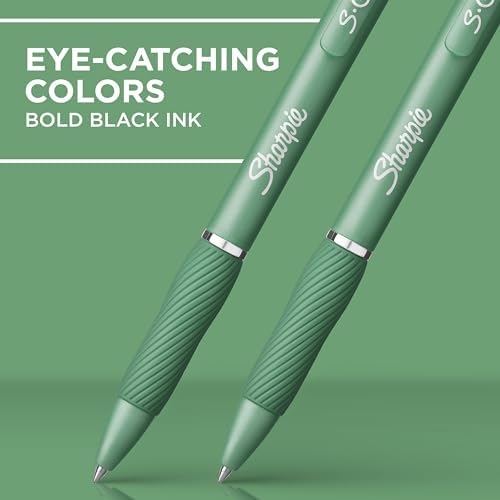 Sharpie S-Gel Gel Pens, Green Barrel, Black Ink, Medium Point (0.7mm), 4 Count - For Home, Office, College, Journaling, Drawing, Note-Taking, Writing
