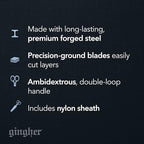 Gingher 5" Straight Fabric Scissors for Cutting Curves & Buttonholes