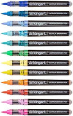 KINGART PRO 12-Piece Acrylic Paint Brush Pen Set – Tropical Colors – Flexible Nylon Brush Tip for Detailed Illustration and Lettering – Water-Based Opaque Art Markers for Multi-Surface Use