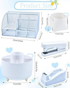 White Desk Accessories and Organizers with Desk Organizer and 360°Rotating Pen Holder stapler Pen and a Lot of Office White Office Supplies Beautifully Presented in a Gift Box