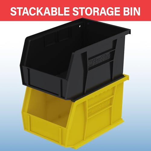 Akro-Mils 30237 AkroBins Plastic Storage Bins, 9"x6"x5", Black, 12-Pack