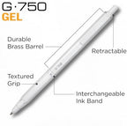 Zebra Pen G-750 Pearl White Retractable Gel Pen, Black Ink, 0.7mm, 1-Pack