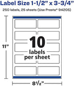 Avery® Printable Durable White Rectangle Labels, Sure Feed® Technology, 1.5" x 3.75", Print-to-the-Edge, Waterproof Labels, Laser & Pigment-Based Inkjet Compatible, 250 Total