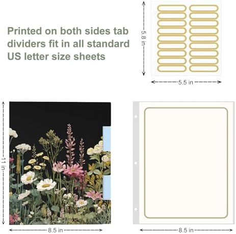 Rouidr 3 Ring Binder, 2 Inch Round Ring Binder Organizer with Clipboard, 5 Dividers Tabs, A4 8.5 x 11 Inch Paper & Clear Sleeves for School, Office Supplies