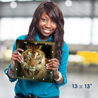 3dRose Wall Clock Silent - 13 inch - Portrait of a Tiger - Designs Animal Themes