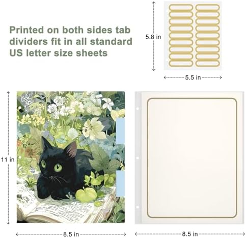 Rouidr Mini 3 Ring Binder with clipboard, 1 inch Round Binder Organizer, 8.5"x5.5" Cute Binder with 5 Dividers Tabs & Clear Sleeves, School Supplies, Office Supplies