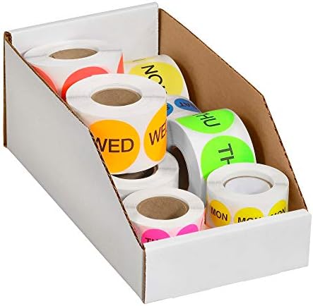 Top Pack Supply Open Top Bin Boxes, 6" x 18" x 4 1/2", White (Pack of 50)