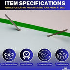 1InTheOffice Paper Fasteners, Prong Fasteners, Metal Fasteners, 2 Inch, 2.75" Center to Center, 100 Pieces/Pack, (200)