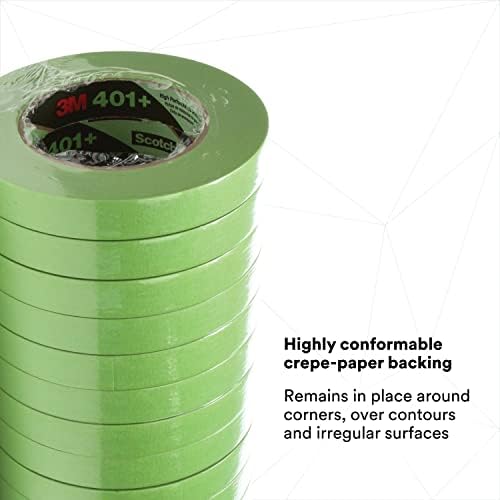 3M High Performance Green Masking Tape 401+, 12 mm x 55 m 6.7 mil