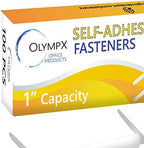 OLYMPX 100 Pcs of 1 Inch Capacity Economy Self-Adhesive Fastener, Prong Paper Fastener Bases, 2.75 Inch Base for Paper File Clip Folder Accessories, 100 per Box