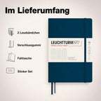 LEUCHTTURM1917 - Notebook Hardcover Medium A5-251 Numbered Pages for Writing and Journaling - Thinking Ahead (Ruled Paper, Deep Sea)