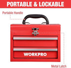 WORKPRO Portable Mini Metal Tool Box with 2 Drawers