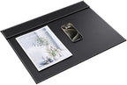 KINGFOM Ultra-Smooth PU Leather Desk Pad & Mat Office Desk Drawing & Writing Board A3/ A4 File Paper Clip Table Protector Mat on Top Large 24''x18'' (Black)