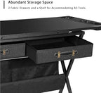 VECELO Drafting Table Art Desk Art Table Adjustable Drawing Table Tilted Tabletop with 2 Storage Drawers and Stool, Drawing Desk for Artist Painters Drawing, Crafting, Reading, Writing, Black