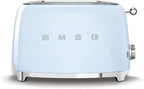 SMEG 2 Slice Toaster with 6 Presets and Defrost Function and Removable Crumb Tray TSF01PBUS, Pastel Blue