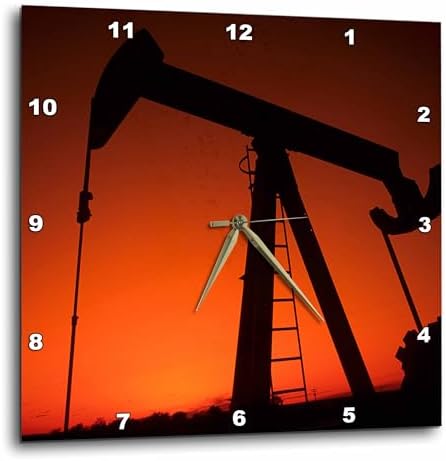 3dRose Wall Clock Silent - 13 inch - Industry, Oil rig, Tulsa, Oklahoma - US37 BBA0002 - Bill Bachmann - Industry
