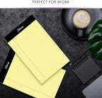Alitte 5x8 Small Notebooks – 12 Pack Narrow Ruled, Yellow Perforated Note Pads with 50 Sheets Per Notepad, (No Ink Bleeding) Ideal Legal Pads for Writing, Note Taking, Home, Office, School