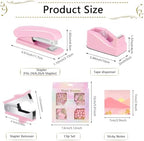 Office Supplies,Desk Accessories,Stapler and Tape Dispenser Set,1000 Staples,Staple Remover,Pen Holder,Folding Phone Holder,Journal Notebook,Ballpoint Pen,Scissor,Ruler,Clear Tape,Sticky Notes,Ect