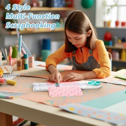 Ecraft 4-in-1 Paper Trimmer: 12" Craft Paper Cutter with Straight, Wavy, Dotted, Perforated & Creasing,Perfect for Cutting Cardstock, Coupons, Labels, Photos, Ideal Multi-Function Scrapbooking Tool