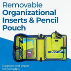 Case-it The Dual 2-in-1 Zipper Binder | Two 1.5-Inch D-Rings, 600 Sheet Capacity, Pencil Pouch & Multiple Pockets | School & Office Organizer with Shoulder Strap | Dual-101 Monster Design Red