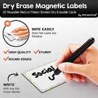 Attractivia Dry Erase Magnetic Labels 3.7 x 2.8 in, Pattern Borders, Medium Dry Erase Magnets, 20-Pack, Colored Erasable Write-On All-Purpose Labels, for Office, Education, Home, Whiteboard