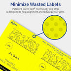 Avery® Printable Rectangle Labels, Sure Feed® Technology, 5" x 3-1/2", Neon Yellow Labels, Laser/Inkjet Printable, 320 Total, Great for Shipping and Packaging
