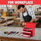 WORKPRO Portable Mini Metal Tool Box with 2 Drawers