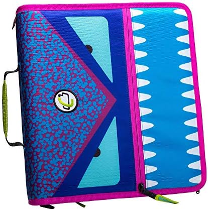 Case-it The Dual 2-in-1 Zipper Binder | Two 1.5-Inch D-Rings, 600 Sheet Capacity, Pencil Pouch & Multiple Pockets | School & Office Organizer with Shoulder Strap | Dual-101 Monster Design Purpal