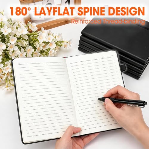 20 Pack Lined Journal Notebook with Pen, A5 Hardcover Leather Journal 5.5"*8.3", Black 136 Pages College Ruled Notebooks and Pen Set for Office School Business Supplies