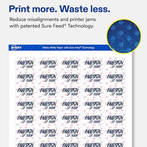 Avery Matte White Rectangle Labels, 1" x 1.5", Sure Feed Technology, Laser/Inkjet Printer Compatible, 12500 Printable Labels Total, Great for Branding, Packaging, and More