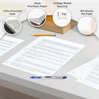 Rosmonde 3600 Sheets Loose Leaf Paper Bulk, 24 Pack, College Ruled Paper