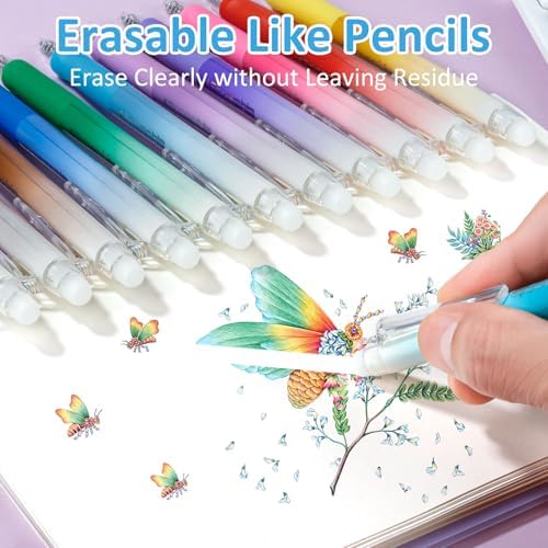 Solati 36 Colors Erasable Gel Pens, Fine Point 0.7mm Colored Erasable Pens, Make Mistakes Disappear, Assorted Color Inks for Writing, Journaling, Taking Notes, School Office Home (36 colors)